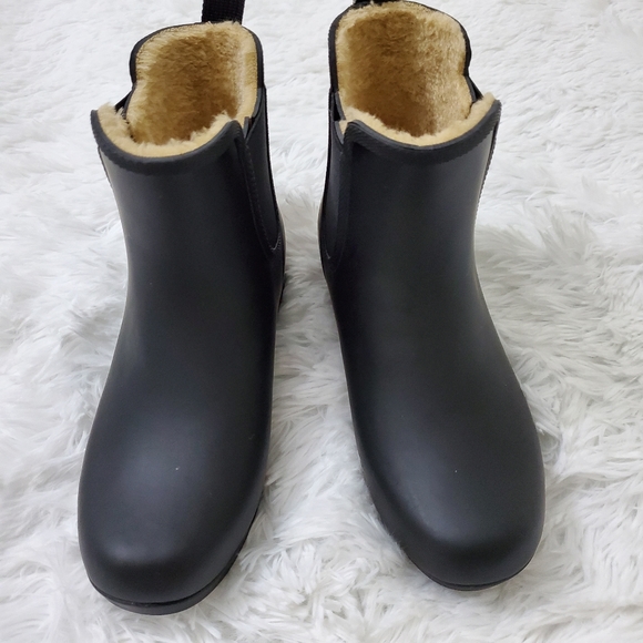 black bootie rain boots